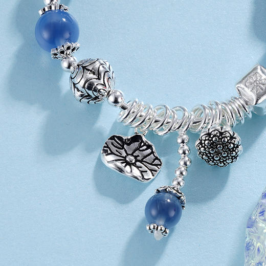 子佩集S925银【蓝岸明澈】手链【TSB0001-27】纯银糖心玛瑙2405 商品图1