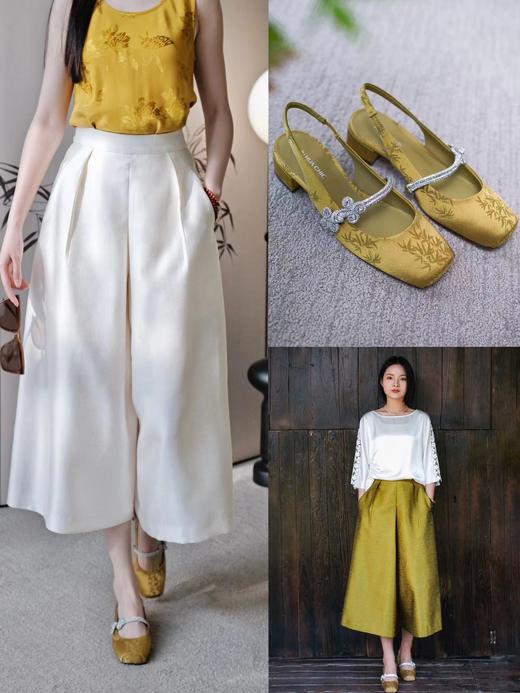 新中式国风玛丽珍单鞋  典雅复古与现代风尚结合 欣赏中式美学魅力！  质感缎面玛丽珍方跟鞋！显瘦包脚！ 柔软羊皮里 + 脚垫羊皮！约 4CM粗跟行走不累脚 精致复古方头 百搭时髦不撞款！ 商品图1