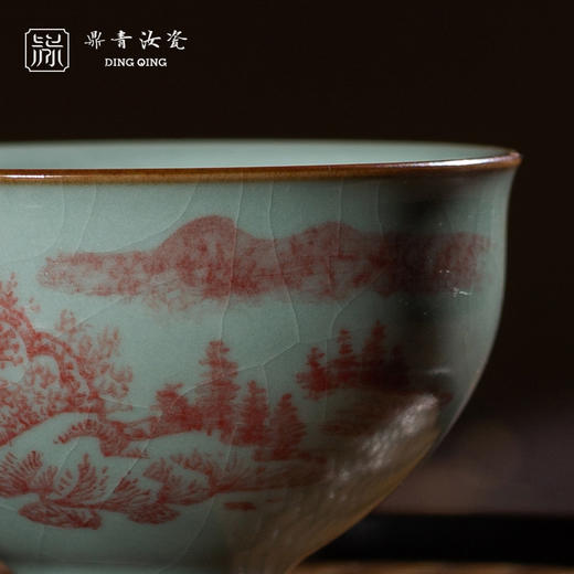 问鼎鼎青青花 伴月杯（纯红山水）（缺货） 商品图2