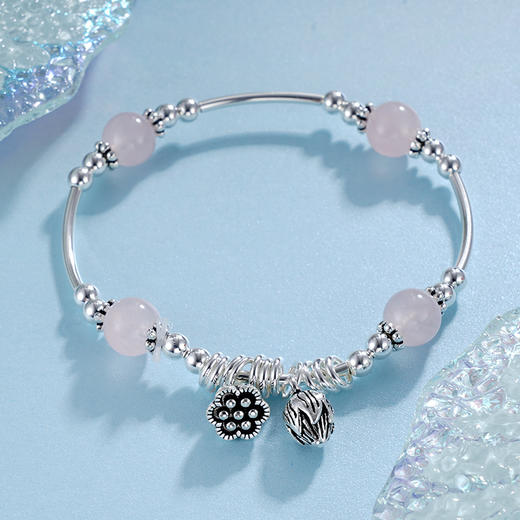 子佩集S925银【芙蓉花歌】手链【TSB0001-31】纯银粉水晶2405 商品图4