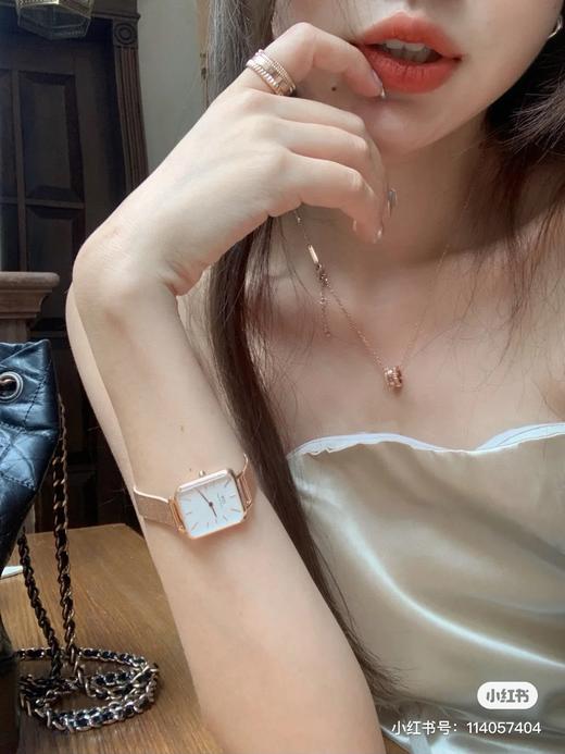 D.W复古小方表时尚轻奢麦穗钢带石英女表手表 商品图11