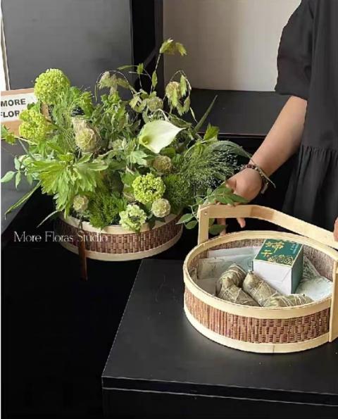 端午.中秋.婚礼网红创意diy双层竹编手提篮 商品图1