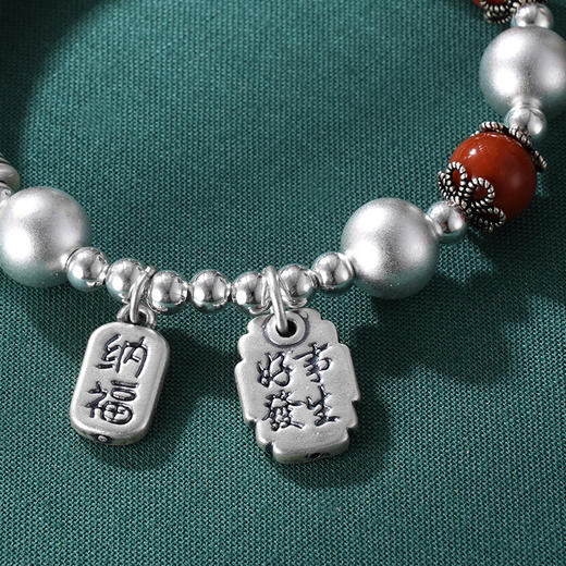 子佩集S999银【诸事顺意】手串【SC000626】纯银南红手链仿古手链2405 商品图3