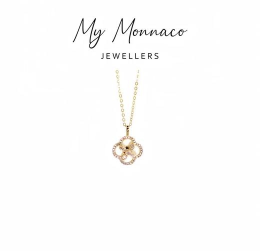 L坠链均925银莫桑石 四叶草旋转项链经典时尚百搭精致甜美气质精 商品图1