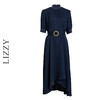 LIZZY优雅通勤收腰短袖飘逸不规则大摆连衣裙配腰带7961 商品缩略图4