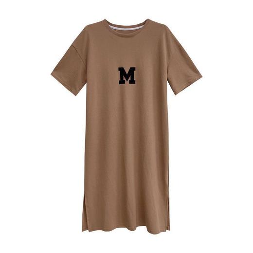 夏季新款【大码女装连衣裙】胖妹妹宽松遮肚子 显瘦长款过膝t恤连衣裙子 商品图4