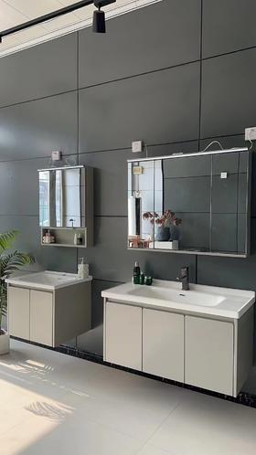 YX 浴室柜 X676-90 橡木 风水镜 三包装 配50宽盆