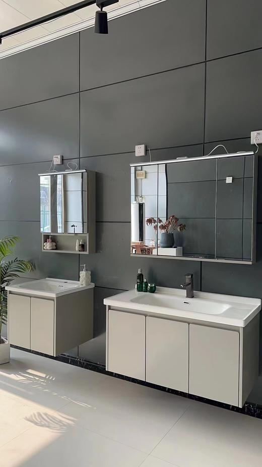 YX 浴室柜 X676-90 橡木 风水镜 三包装 配50宽盆 商品图0