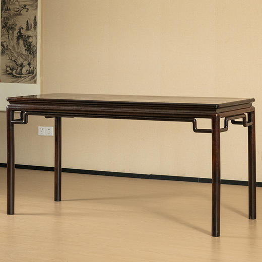 清 红木独板高罗锅枨圆材画桌 商品图4