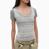 NUTH撞色条纹针织t恤修身显瘦正肩短袖女 商品缩略图0