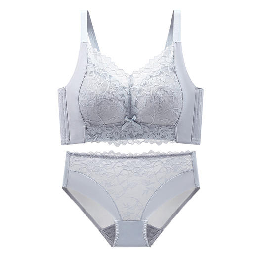 【大胸显小· 三明治全罩杯套装】内衣女蕾丝大胸显小薄款聚拢显瘦防下垂收副乳透气无钢圈调整文胸 商品图9