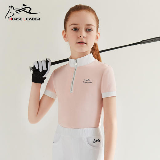 horseleader夏季儿童马术短袖T恤-CAH6308 立领拉链款 商品图1