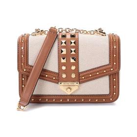 MICHAEL KORS 女士棕色米色拼色铆钉单肩包 30T1G1SL5C-NATURAL