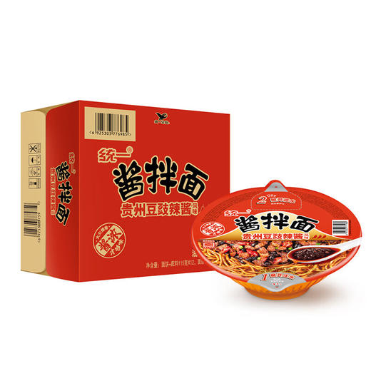 【统一】方便面 碗面 统一酱拌面（老坛酸菜/豆豉辣酱/卤肉）酱拌面 125g/碗 12碗/箱 1箱 商品图1