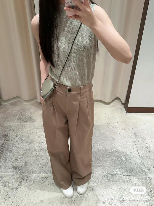 523-8 排他性独家圆正 小禾X113 百搭卡其裤 弹力棉 直筒阔腿裤 商品图9