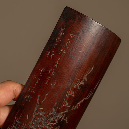 清 云峰款竹刻归舟图臂搁 商品图2