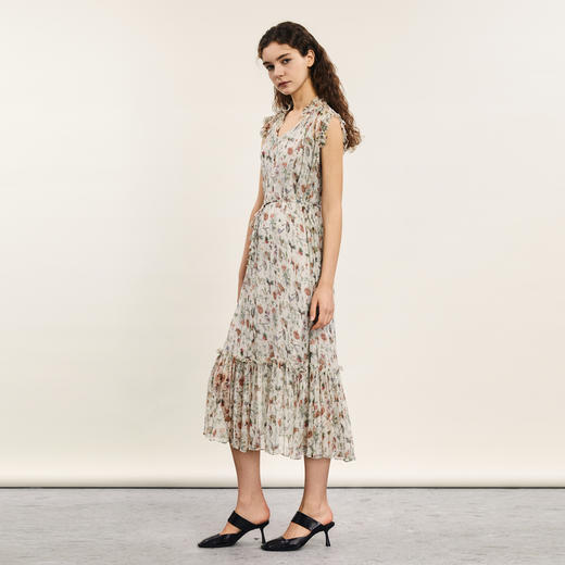 谜底碎花连衣裙2024年夏季新品度假风两件式桑蚕丝长裙242GL0510 商品图2