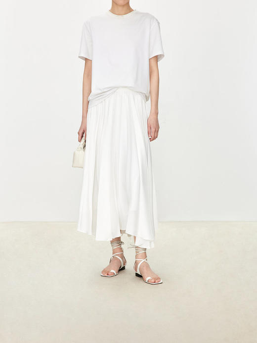 流光缎面扇形不规则百褶裙半裙 大体量有宽度的褶皱 造型感十足 重工立体扇形太阳褶 立裁A字裙型 中长长度显高显瘦G0836 商品图3