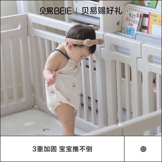 贝易大自然围栏宝宝游戏防护栏室内家用宝宝1-2-3玩具折叠滑梯家庭小型儿童乐园 商品图2