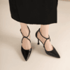 阿么手工女鞋优雅高级感细跟高跟鞋8.5CM交叉带时尚尖头凉鞋夏季 商品缩略图2