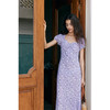 HeyDres法式紫色碎花连衣裙女夏季方领褶皱收腰设计浪漫约会裙子 商品缩略图1