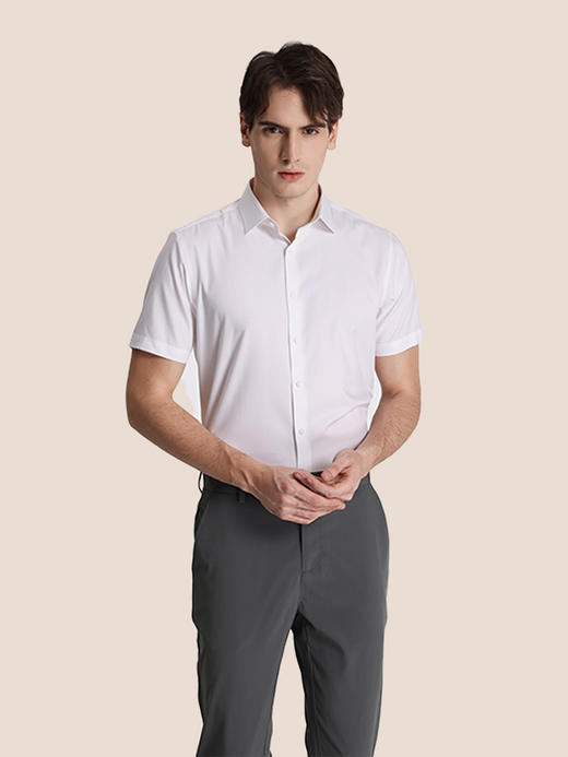 callisto白色聚酯纤维混纺短袖衬衫 STSTS3063X 商品图0