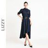 LIZZY优雅通勤收腰短袖飘逸不规则大摆连衣裙配腰带7961 商品缩略图3