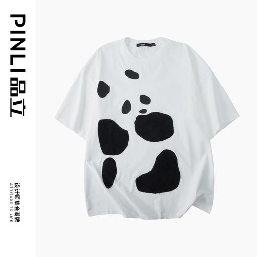 PINLI品立夏季新款熊猫宽松短袖T恤潮牌百搭休闲体恤男士上衣B242111103 商品图3