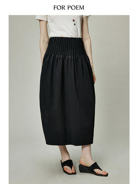 ForPoem 现货 24/SS夏季花朵系列肌理感棉风琴褶设计感花苞半身裙