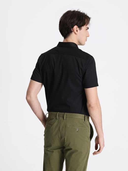 callisto黑色聚酯纤维混纺短袖衬衫 STSTS083T 商品图2