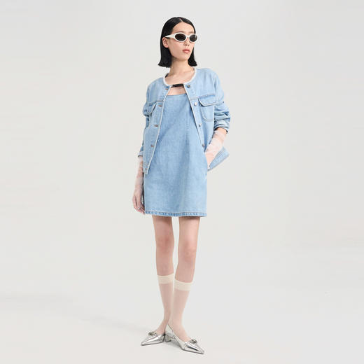 lost in echo2024夏季新款原创时尚短款修身吊带牛仔裙连衣裙女 商品图4