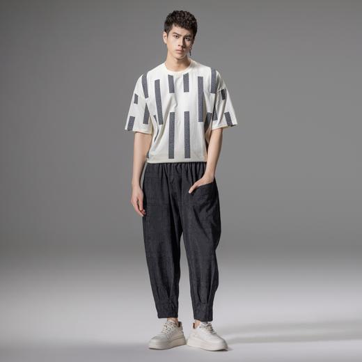 PINLI品立2024夏季新款印花杏色短袖T恤男士潮牌复古宽松休闲上衣B242111112 商品图4