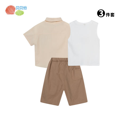 贝贝怡童装男童纯棉套装2024夏季新款时尚儿童t恤五分裤三件套夏ZB2DT090 商品图9