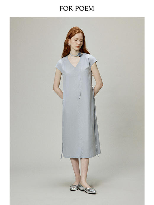 【会员周一口价】ForPoem 现货 24/SS夏季花朵系列立体花朵Choker短袖调节收腰连衣裙 商品图2