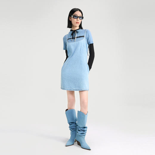 lost in echo2024夏季新款原创时尚短款修身吊带牛仔裙连衣裙女 商品图1