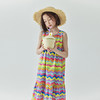 棵初年新款女童全棉波浪彩条无袖连衣裙亲子款夏季海边度假裙 商品缩略图1