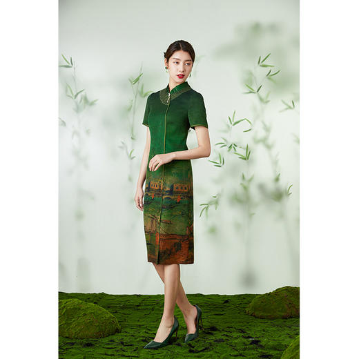 【水上威尼斯】【香云纱】乔万尼24mm旗袍连衣裙重磅真丝桑蚕丝EM2E776 商品图1