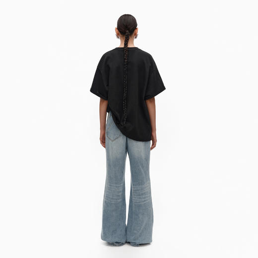 NUTH宽松黑色圆领设计感t恤女 商品图3