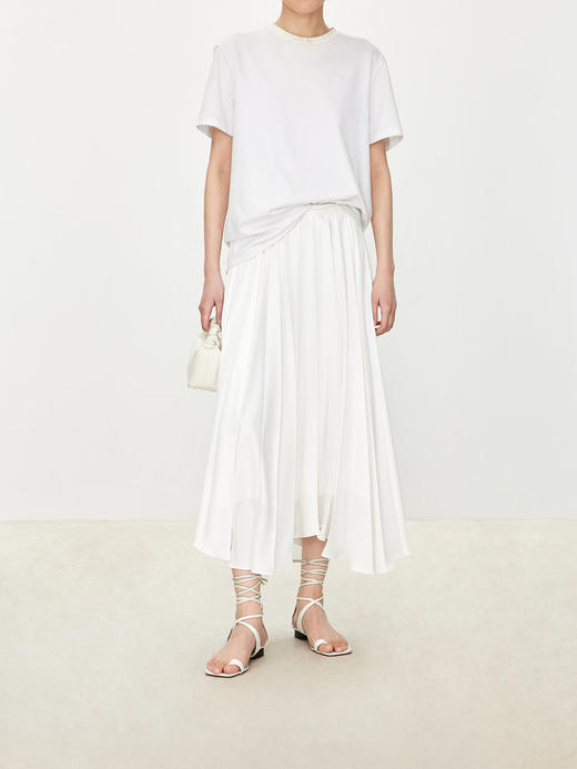 流光缎面扇形不规则百褶裙半裙 大体量有宽度的褶皱 造型感十足 重工立体扇形太阳褶 立裁A字裙型 中长长度显高显瘦G0836 商品图4