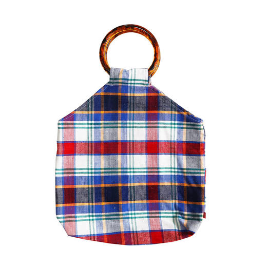 HUJI祤集Amber手提包老布TISSAGE格纹手织布 商品图4