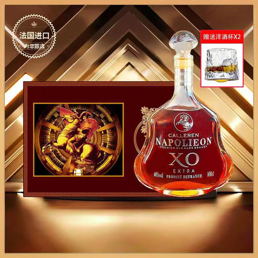 【下单赠2个冰川酒杯】法国进口 纪念版拿破仑XO 白兰地洋酒 1L礼盒装 商品图0