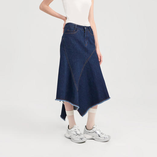 [捡漏价]lost in echo2024夏季新款原创不对称荷叶边修身牛仔裙鱼尾半身裙 商品图0