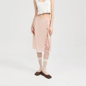 [捡漏价]lost in echo2024夏季新款薄荷曼波直筒双层透视开衩半身裙短裙女