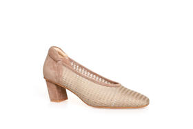 豪麟名鞋奥莱迪嘉女鞋深口鞋织物+羊皮革DJQYA41WP029杏色  原价1660元