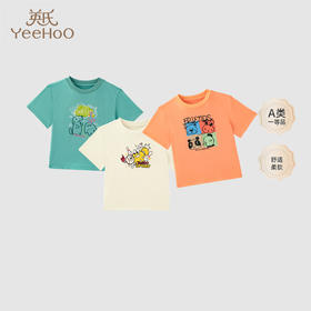 【限时秒杀】英氏男童女童t恤夏装纯棉开肩中大童短袖长袖T恤