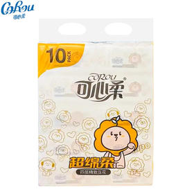 可心柔 超绵柔 纸面巾 4层106抽 10包*10提/箱
