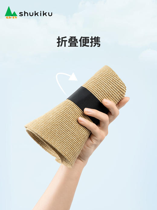 shukiku 女士蝴蝶结防晒草帽 卡其色 商品图4