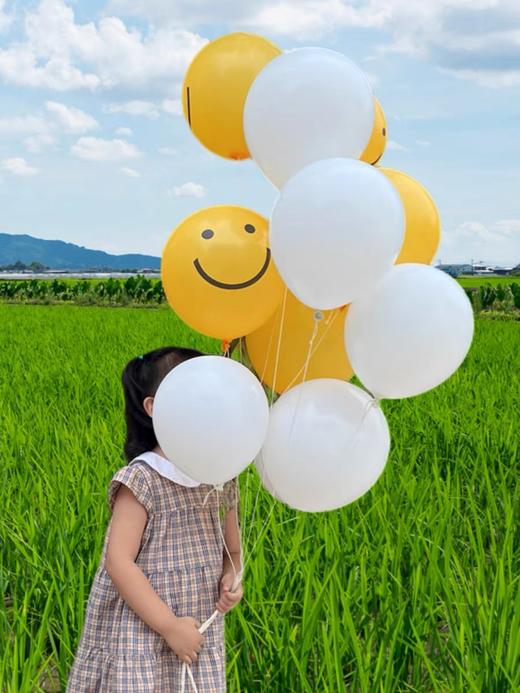笑脸气球 表情黄色柠檬黄乳胶汽球六一儿童节生日派对场景装饰布置户外拍照道具 100个/包 商品图1