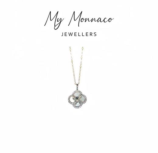 L坠链均925银莫桑石 四叶草旋转项链经典时尚百搭精致甜美气质精 商品图0