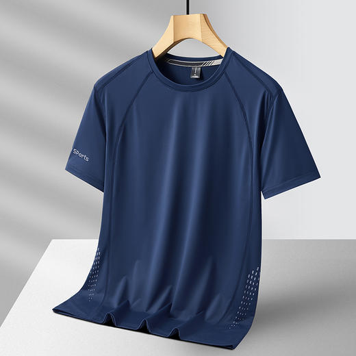 【冰丝速干】【新款DZS】大依优型大码圆领短袖T恤夏季加肥加大肥佬休闲宽松透气上衣男士半袖夏装 商品图3